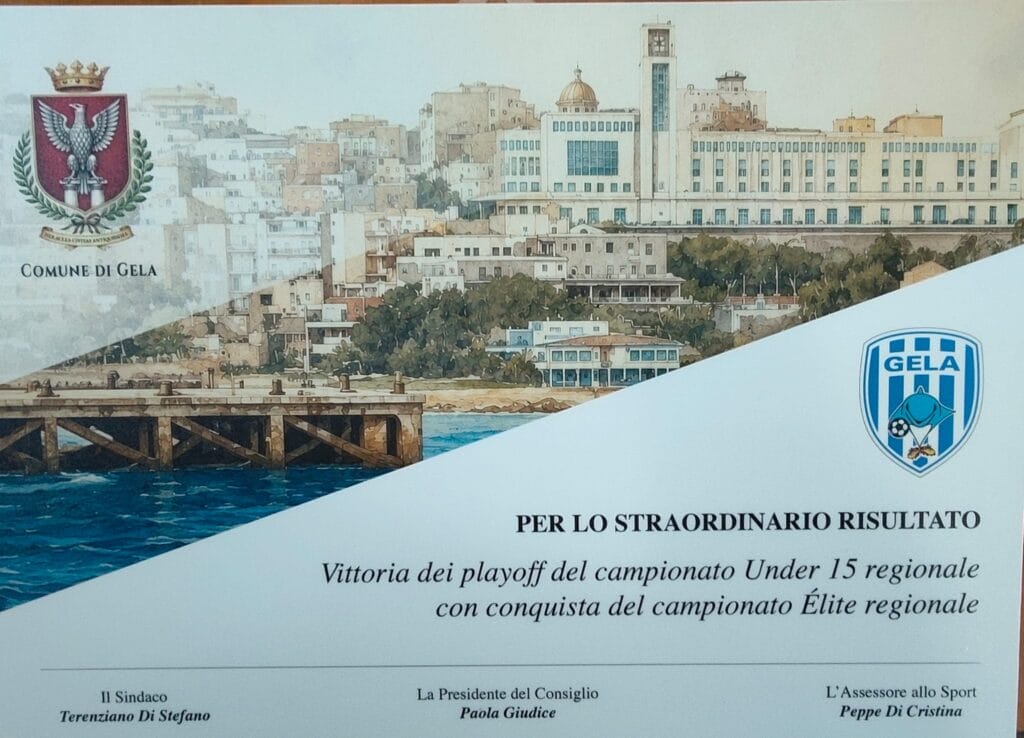 L'Under 15 Elite del Gela Calcio vince il campionato regionale: i giovani biancazzurri premiati dall'Amministrazione 5 WhatsApp Image 2026 05 27 at 17.55.55 L'Under 15 Elite del Gela Calcio vince il campionato regionale: i giovani biancazzurri premiati dall'Amministrazione